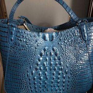 Brahmin Blue Crocodile Embossed Women's Bag